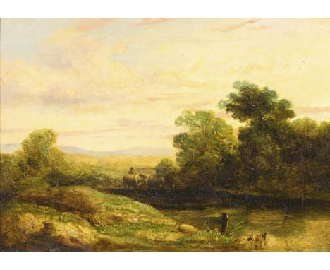                     DAWSON,             Henry(1811 Hull - 1878 Chiswick/London)    FlusslandschaftÖl/Holz. Links unten monogr