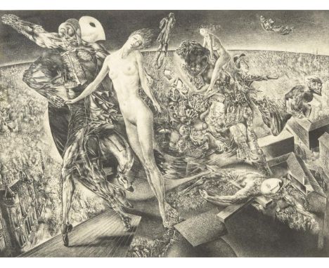                    MÜNZNER,             Rolf(1942 in Geringswalde)    "Verwandlung"Lithographie. Bleistiftsignatur unten rec