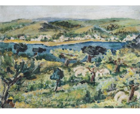                     FRANK,             Franz(1897 Kirchheim unter Teck - 1986 Marburg)    Südliche SommerlandschaftÖl auf Lei
