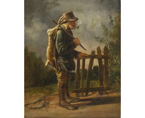                     SCHROETER,             Constantin(1795 Schkeuditz - 1835 Berlin)    Jäger mit BeuteÖl/Leinwand/Karton. 18