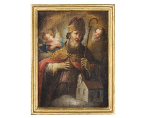                     ALTMEISTER 18. JAHRHUNDERT,     Heilige Wolfgang von RegensburgÖl auf Leinwand. Unsigniert. 37 x 27 cm. G