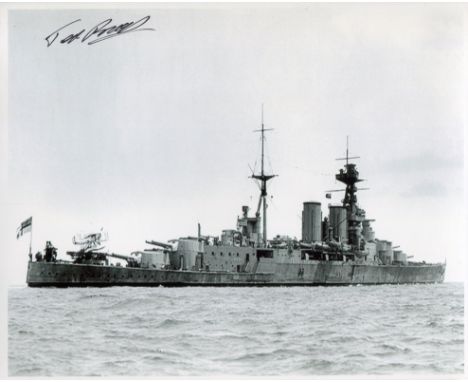 HMS Hood. 8x10 inch photo hand signed by Ted Briggs, who at the time of signing was the last living of only three men to surv