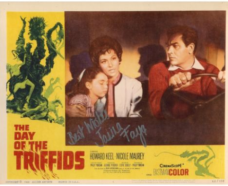 Day of the Triffids 8x10 movie photo signed by actress Janina Faye who played Susan in this classic movie. Good condition. Al