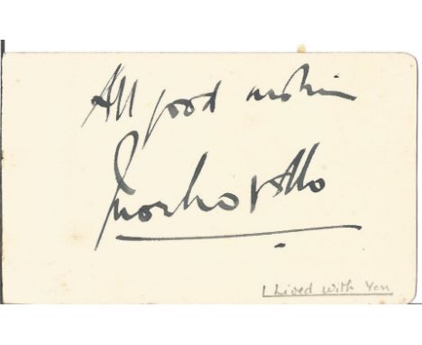 Ivor Novello signed 5x3 white card. Ivor Novello (born David Ivor Davies; 15 January 1893 - 6 March 1951) was a Welsh compose