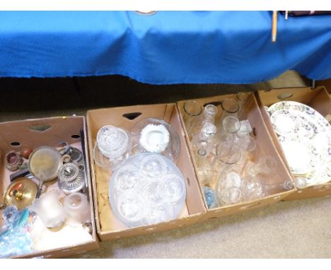 A BOX OF ASSORTED CHINA including vintage teaware, another box with a quantity of Wedgwood Hathaway Rose dinnerware, part Min