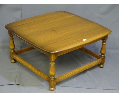 AN ERCOL MEDIUM COLOUR SQUARE COFFEE TABLE, 39cms height, 75 x 75cms for the top