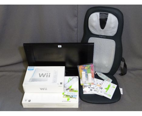 A SAMSUNG 23" LCD TV, a WII sports games console and accessories and a home medics massager.  E/T