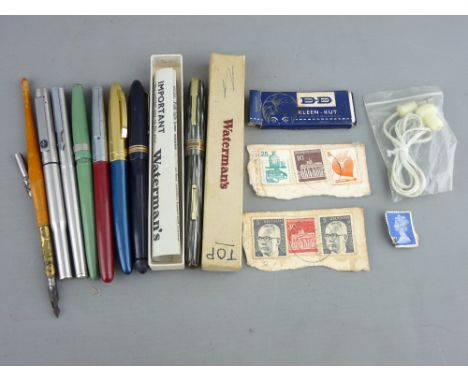 A COLLECTION OF VINTAGE FOUNTAIN PENS ETC by Waterman's, Mabie Todd and Co, Parker and others