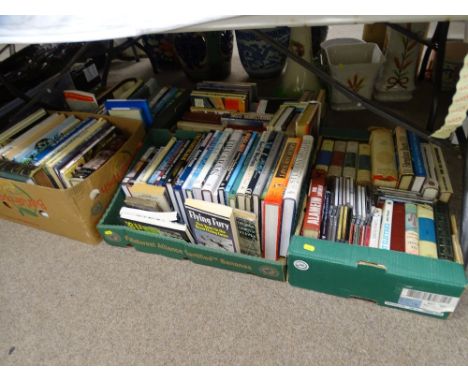 FIVE BOXES OF VINTAGE &amp; MODERN BOOKS, varying in subjects including military vehicles, firearms, weapons and the world wa