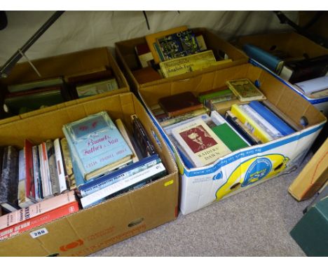 FIVE BOXES OF VINTAGE AND LATER BOOKS including first editions, Wales and Welsh, historical and sporting with titles covering