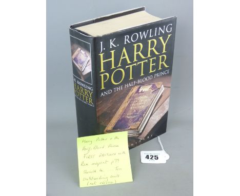 J K ROWLING 'Harry Potter and the Half Blood Prince', 1st edition, with rare misprint to page 99 '......and when you've got y