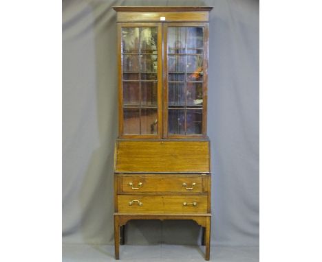 A MAHOGANY VINTAGE BOOKCASE BUREAU with fitted interior, 200cms height, 77cms width, 44cms depth