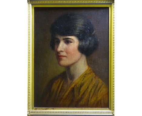 OIL ON CANVAS - portrait of a lady, label verso 'Miss Helen M.I. Brae SRN. SCM 1896 - 1972', signed T S Walker (top left corn