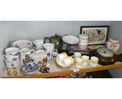 Shelf of assorted china etc