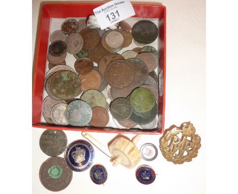Antique coins, Coastguard Coast Life Saving Corps enamel badges etc