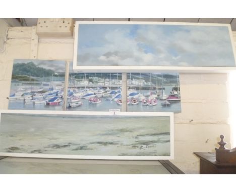 Composite oil paintings of Lyme Regis Harbour, by R. Soam, signed 