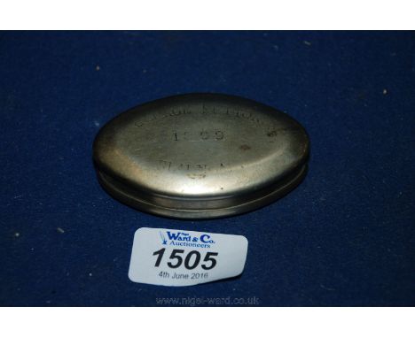 An Edwardian Miner's Pocket Snuff Box Engraved 'George Sutton 1909 Blaina.