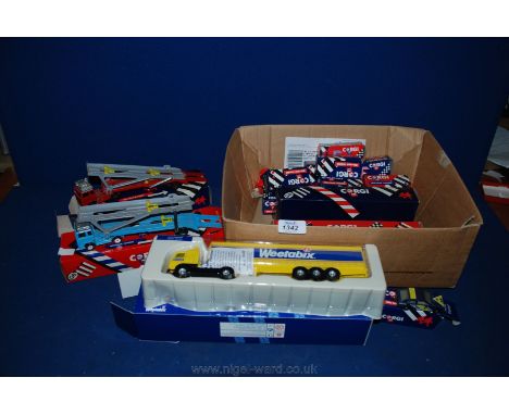 A large quantity of boxed Corgi toys including Weetabix lorry, four Volvo car transporters, Ford Sierra, Ford Escort, Jaguar 