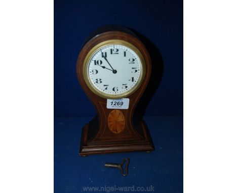 A balloon shaped Mantle Clock with Swiss Buren platform movement, in working order with key.