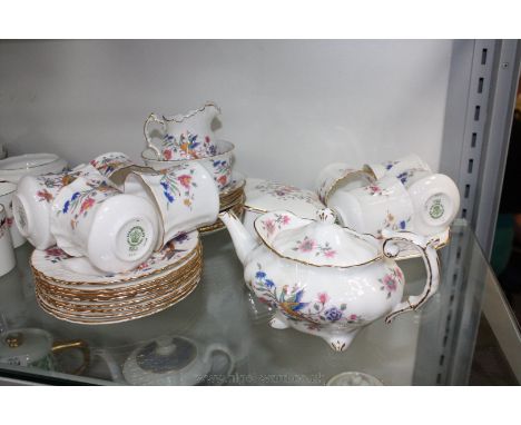 A Hammersley bone china eight person part Teaset in bird of paradise pattern including eight cups, eight saucers, eight tea p