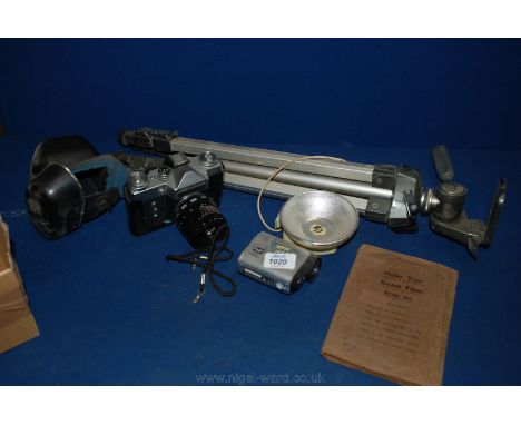 A Prinzflex 500 Camera, tripod and Flash