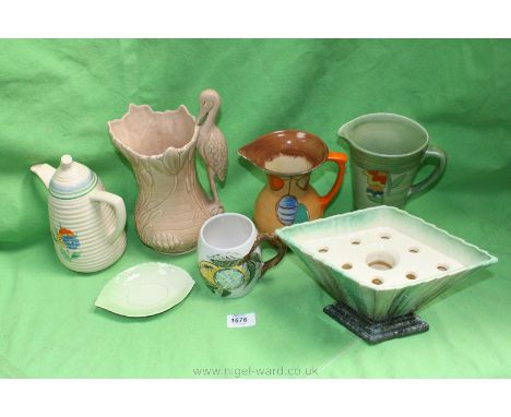 A quantity of china including Sylvac stork handled Jug a/f, a Myott hand painted Jug, Wilkinson coffee pot, etc.