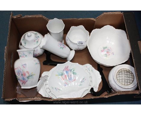 A quantity of Aynsley 'Little Sweetheart' china including, a large bowl, rose bowl, display plates, vases, table lamp etc.