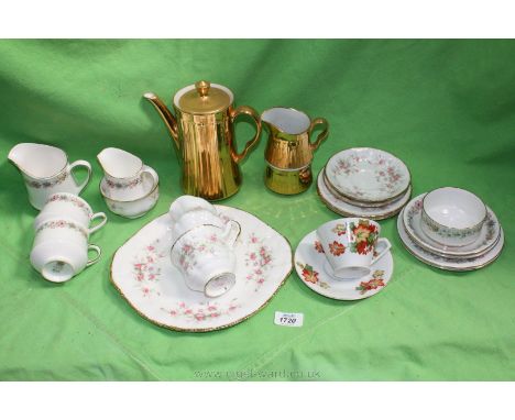 A quantity of part Teasets including Paragon 'Belinda' and 'Victoriana Rose', Royal Worcester gold lustre, etc.