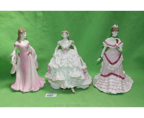 Three Royal Worcester figures including 'First Dance' from 'The Tisset Collection', 'Grace' from the 'Royal Worcester Figurin