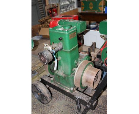 A "BAMFORDS EV1 Spec. C.H." green painted, twin-flywheel, hopper cooled, petrol stationary engine, Serial No. 53817, with bre