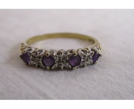 Gold amethyst &amp; diamond set ring