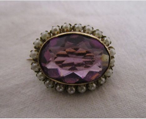 Amethyst &amp; pearl brooch
