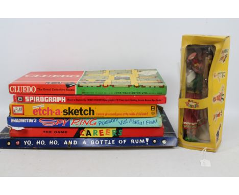 Denys Fisher - Waddingtons - Pelham - 7 x vintage 1960s board games / toys, Buccaneer, Cluedo, Spirograph, Etch-a-Sketch, Spy