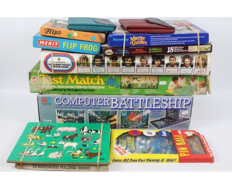 MB - Casdon - Peter Pan - Merit - A collection of 10 x boxed vintage games including MB Computer Battleship, Test Match Crick