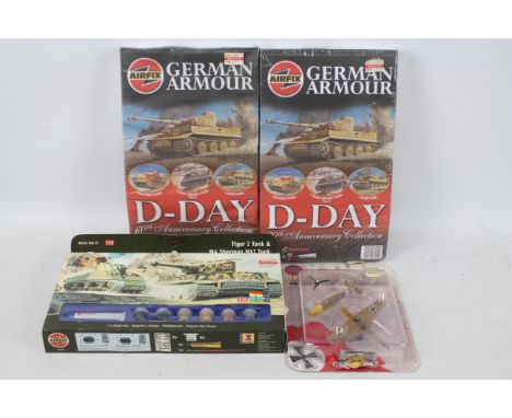 Airfix - Other - Four boxed mainly 1:72 scale plastic model kits. Lot includes Airfix #93340 'Classic Conflicts' Tiger I Tank