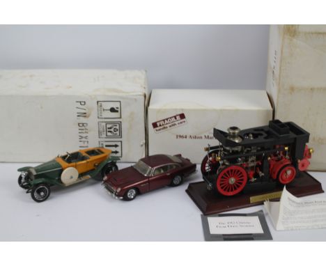 Franklin Mint - Danbury Mint - Three boxed diecast vehicles, including Franklin Mint 1912 Christie Front Drive Steamer Fire E