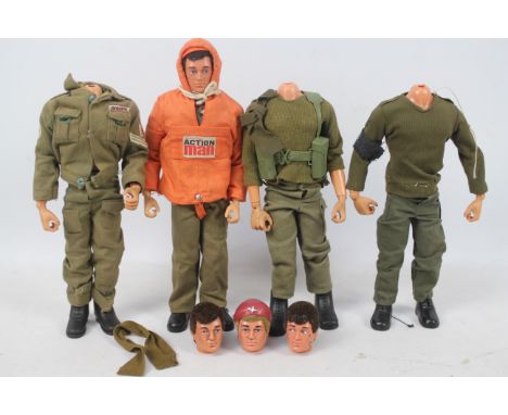 Action Man - Palitoy - 4 x vintage 'Eagle-Eye' Action Man flock hair figures. Two are marked '© CPC Products Corporation 1978