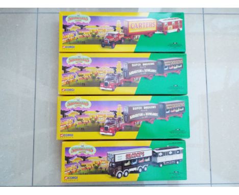 Corgi Classics Showmans Range - four boxed sets, 1:50 scale diecast models, comprising two off Scammell dodgem truck and box 