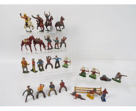 Timpo, Johillco and other - A group of Wild West figures to include Buffalo Bill, cowboys and Indians, figures are in playwor