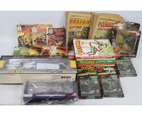 Corgi - Commando - Valiant - Victor - Unimax - Others - A mixed lot containing vintage comics, annuals, diecast, and action f