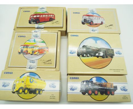 Corgi Classics - six boxed sets comprising two-bus pack # 97063, two-truck set # 97781, # 97193, # 97191, # 97930, and # 9795