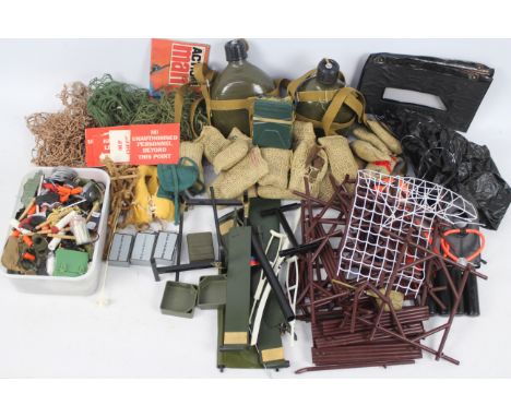 Action Man - Palitoy - A quantity of vintage Action Man accessories including Gas masks, bags, inflatable boats, rope ladders