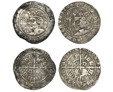 David II (1329-1371), Third coinage, Groats (2), both Edinburgh, class 2b, mm. cross pattée, ‘Robert II’ head, tressure of si