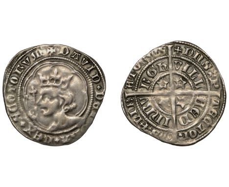 David II (1329-1371), Second coinage, Class A, Groat, class A7/B mule, Edinburgh, mm. cross pattée, small young bust, tressur