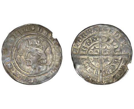 David II (1329-1371), Second coinage, Class B, Groat, class B3d, Edinburgh, mm. cross pattée, second intermediate bust, tress