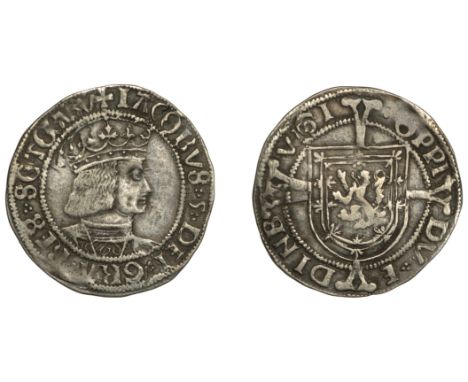 James V (1513-1542), Second coinage, Groat, Holyrood Abbey mint, type IIIc (iv), bust right with mantle and smooth chain, sin