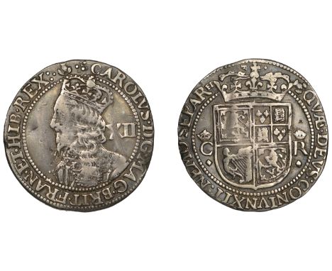 Charles I (1625-1649), Third coinage, Falconer’s Second issue, Twelve Shillings, mm. leaved thistle (between trefoils of pell