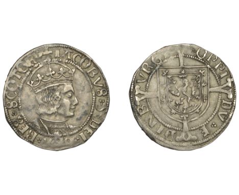 James V (1513-1542), Second coinage, Groat, Holyrood Abbey mint, type IIIb (iv), bust right with mantle and corded chain, sin