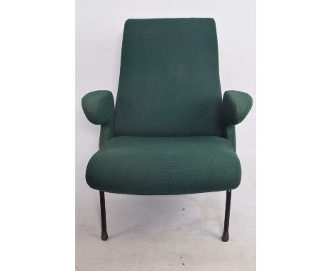 Vintage gelakt ijzeren fauteuil met groene bekleding, 50-er jaren. - Vintage lacquered iron armchair with green upholstery, 5