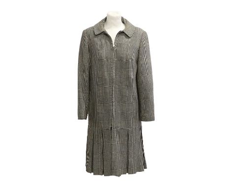 Mary Quant's Ginger Group Tweed Checked Dress, with long sleeves, collar and zip fastening to the front, box pleat skirt, lin